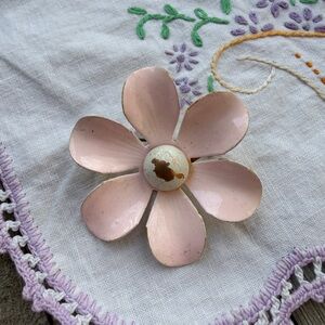 Vintage Pink Flower Brooch